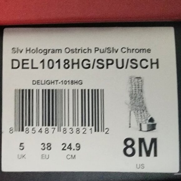 Brand New Delight 1018HG Sexy Silver Hologram Platform Heels Ankle Boots - Picture 15 of 16